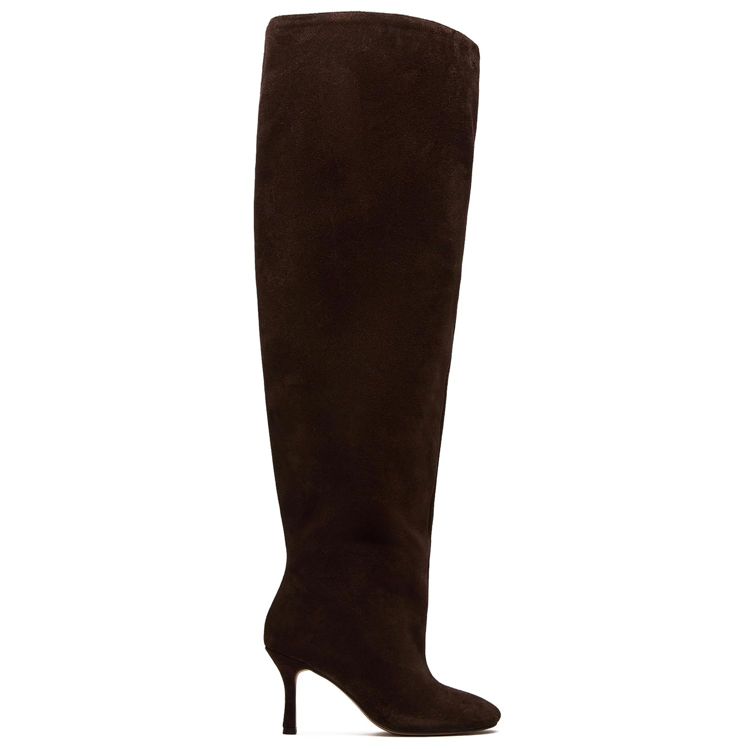 Thigh High Boots Pull On Suede Boots for Women Round Toe Wide Calf Over the Knee Boot Slouchy