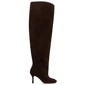 Thigh High Boots Pull On Suede Boots for Women Round Toe Wide Calf Over the Knee Boot Slouchy