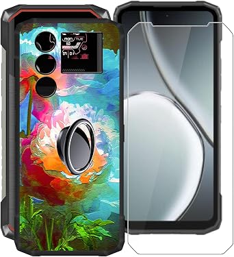 for Doogee Blade 10 Power Phone Case + 1 X Tempered Glass Screen Protector, WXPPJ Ultra-Thin Soft Silicone Shockproof Case + Cell Phone Ring Holder for Doogee Blade 10 Power 6.56" - XV41