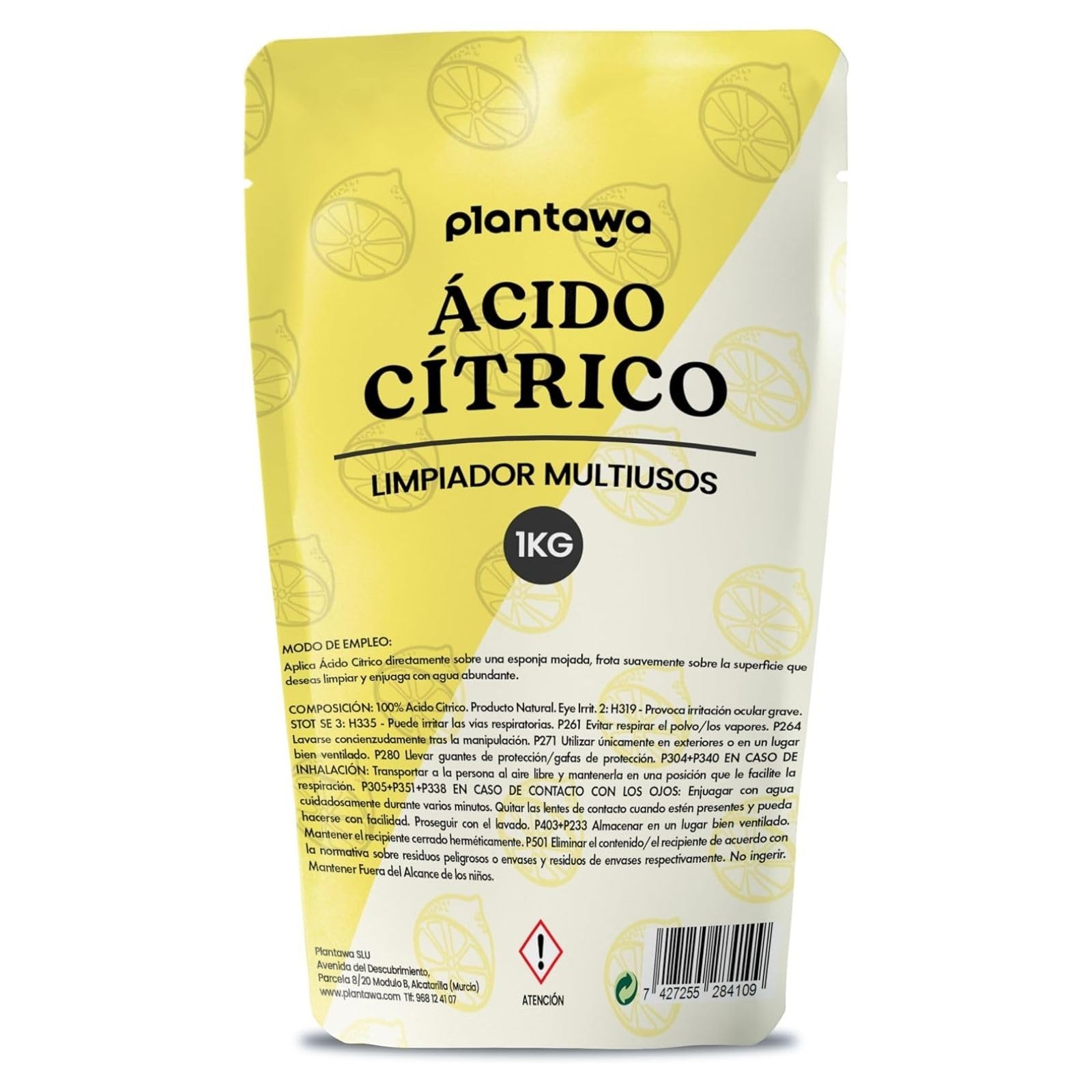 PLANTAWA Ácido Cítrico en Polvo 1 Kg | Acido Citrico para Cocina, Baño y Jardín | 100% Puro y Versátil. Limpiador Multiusos Respetuoso con el Medio Ambiente.
