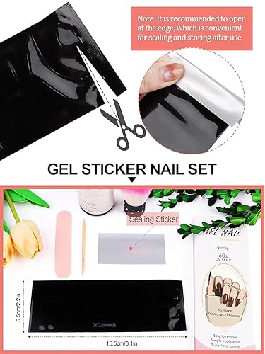 Miniatura 5 de EBANKU 20 tiras de esmalte de uñas de gel, estilo antiguo, color rojo, calcomanías de uñas de gel impermeables para regalo de Año Nuevo y San