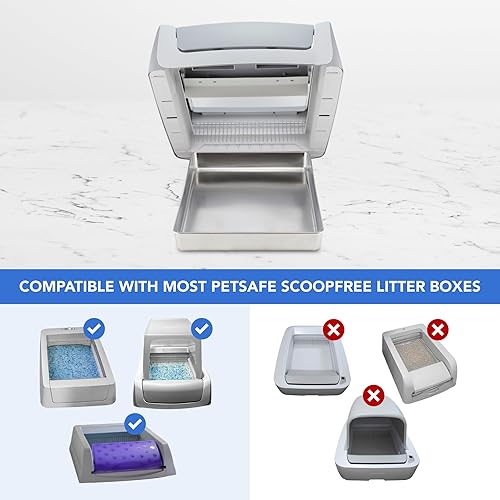 Miniatura 2 de Bandeja de arena reutilizable de acero inoxidable compatible con cajas de arena autolimpiantes para gatos sin cuchara Petsafe  Nunca absorbe olores,