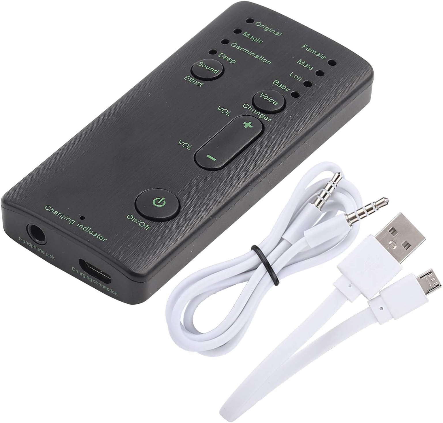 Qiilu Tool Voice Changer Portable Mini Microphone Voice Changer Sound Effect Live Broadcast Voice Disguiser for Mobile Phone PC Laptops