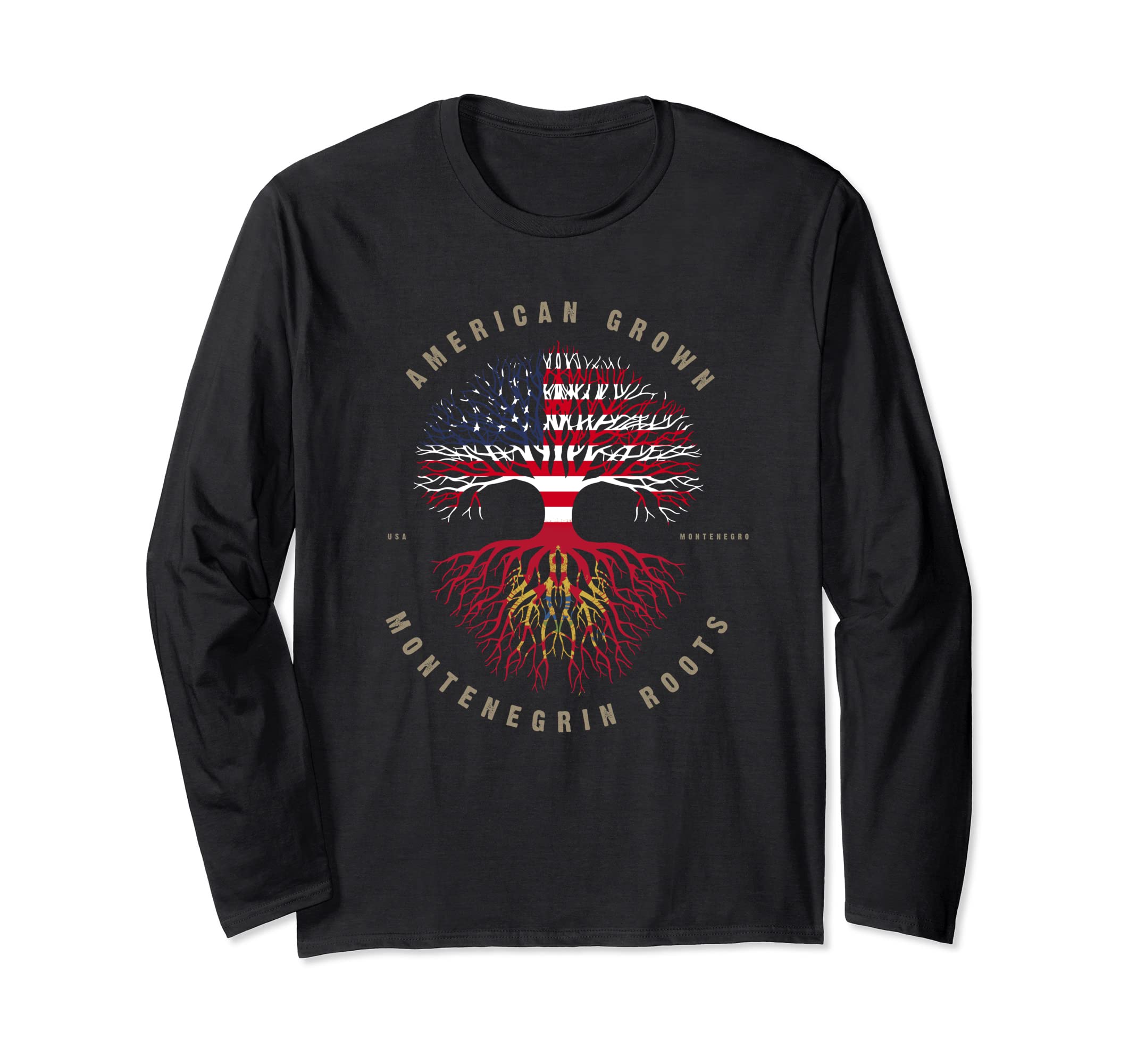 American Grown Montenegrin Heart Love Montenegro Flag Long Sleeve T-Shirt