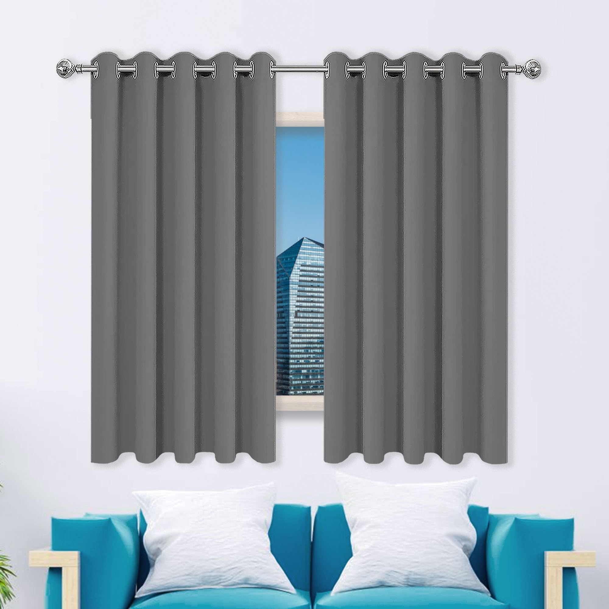 Rideau occultant gris foncé 400x180 cm pour fenêtres de salon et cuisine