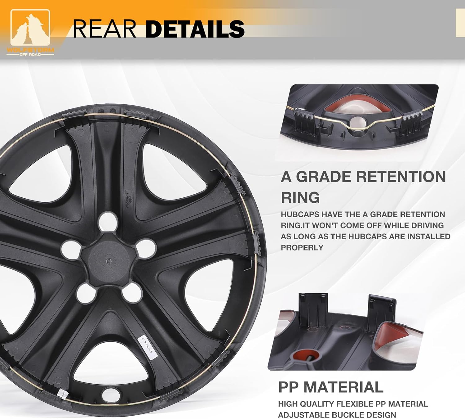 WOLFSTORM 17" Hubcaps for Toyota RAV4 2013-2018 Steel Wheels, R17 Car Hubcaps Snap On Installation 17 Inch Wheel Rim Cover Set of 4, Black&Red&Lacquer