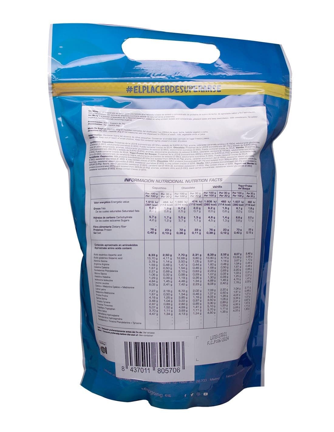 Keepgoing - Iso Whey Protein 1000g Sabor Chocolate | Triatlón Ciclismo Running Trail