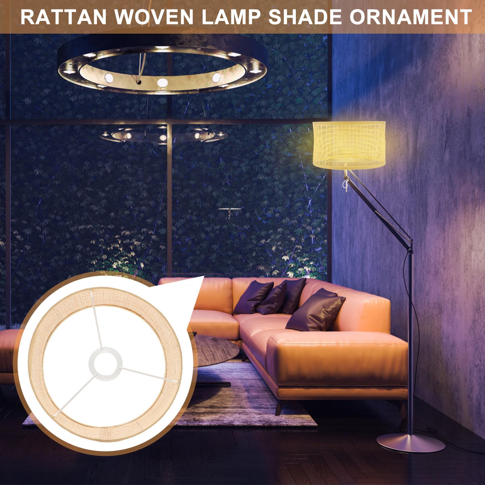 Gadpiparty Paralume in Rattan Intrecciato a Mano per Lampade Sospensione, Elegante e Rustico, Facile da Usare, per Decorazione Casa Khaki