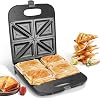 Aigostar XXL Sandwich Maker for 4 Sandwiches 1400 W Sandwich Toaster with Non-Stick Coating Quick Heating Automatic Temperature Control Vertical Storage Non-Slip Feet BPA-Free