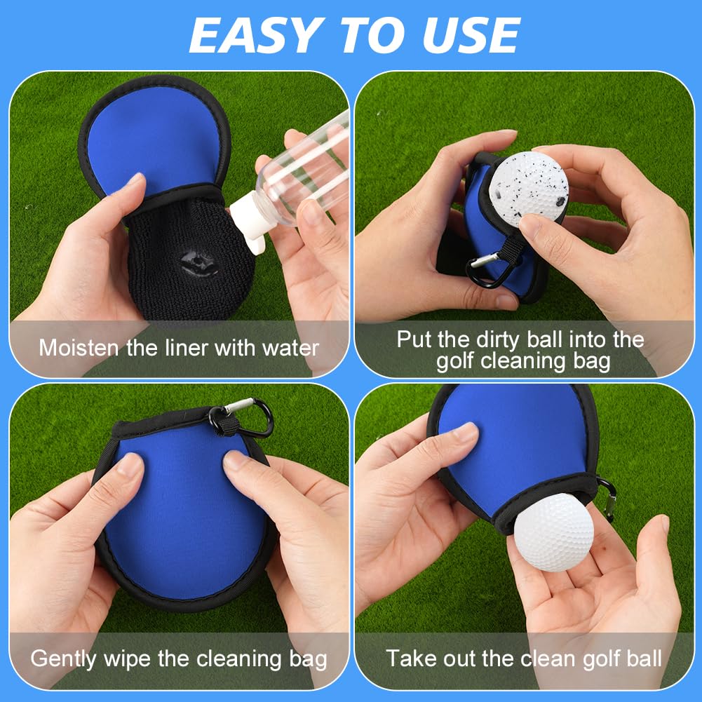 Pochettes de Nettoyage de Balles de Golf, Imperméable à l'eau Sac de Golf avec Double Couche, Mini Sac de Nettoyage Portables pour Balles de Golf avec Mousqueton, Accessoires de Golf