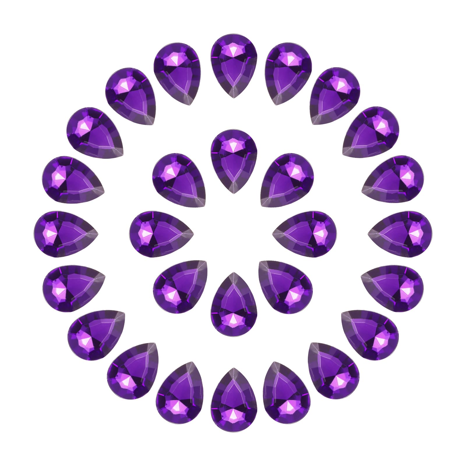 sourcing map 100Pcs 13 x 18 mm Teardrop Rhinestones Acrylic Pointed Back Rhinestone Beads Gems for Jewelry Making Costume Crystal Embellishments Crafts,Deep Purple
