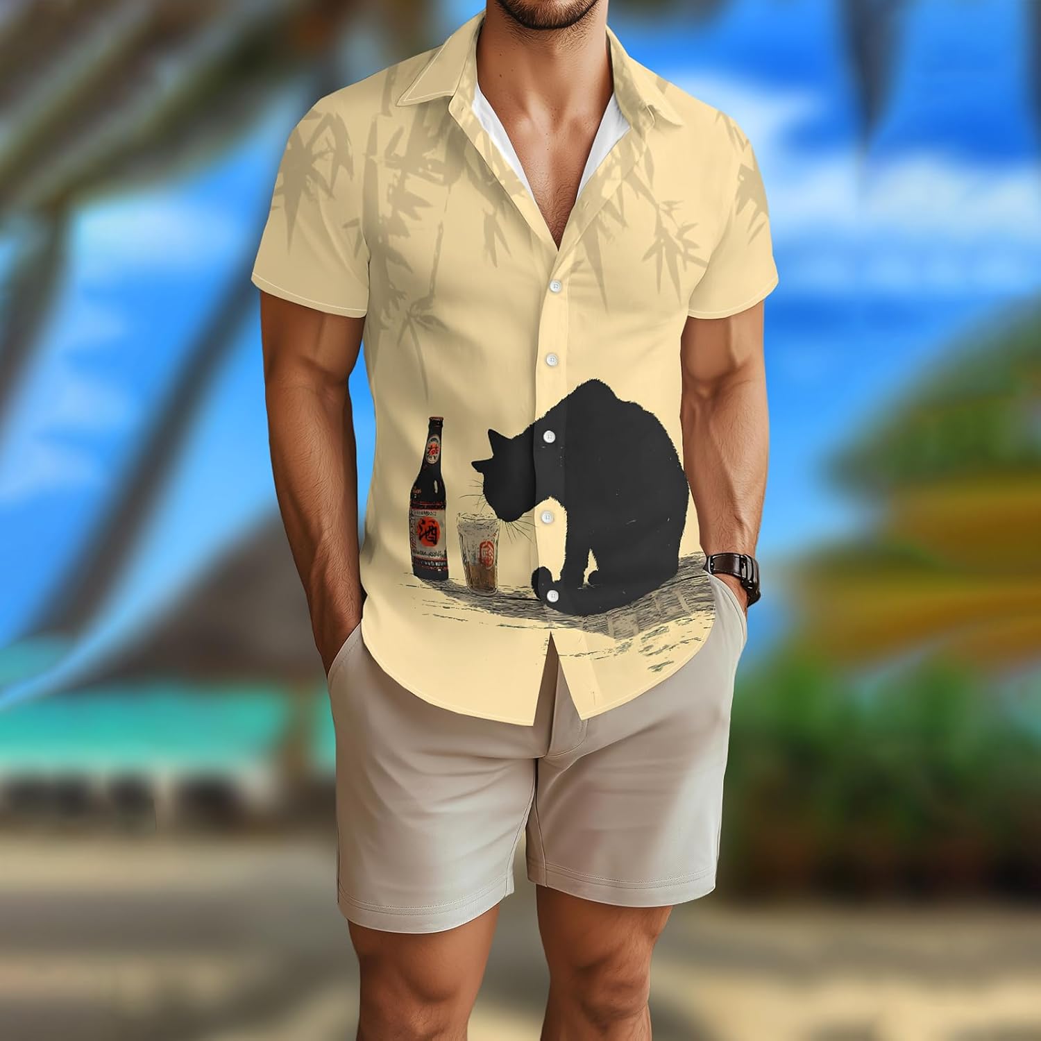 Funny Hawaiian Shirt for Men Novelty Cartoon Casual Short Sleeve Tops Summer Tropical Vacation Button Down Shirt - Image 5