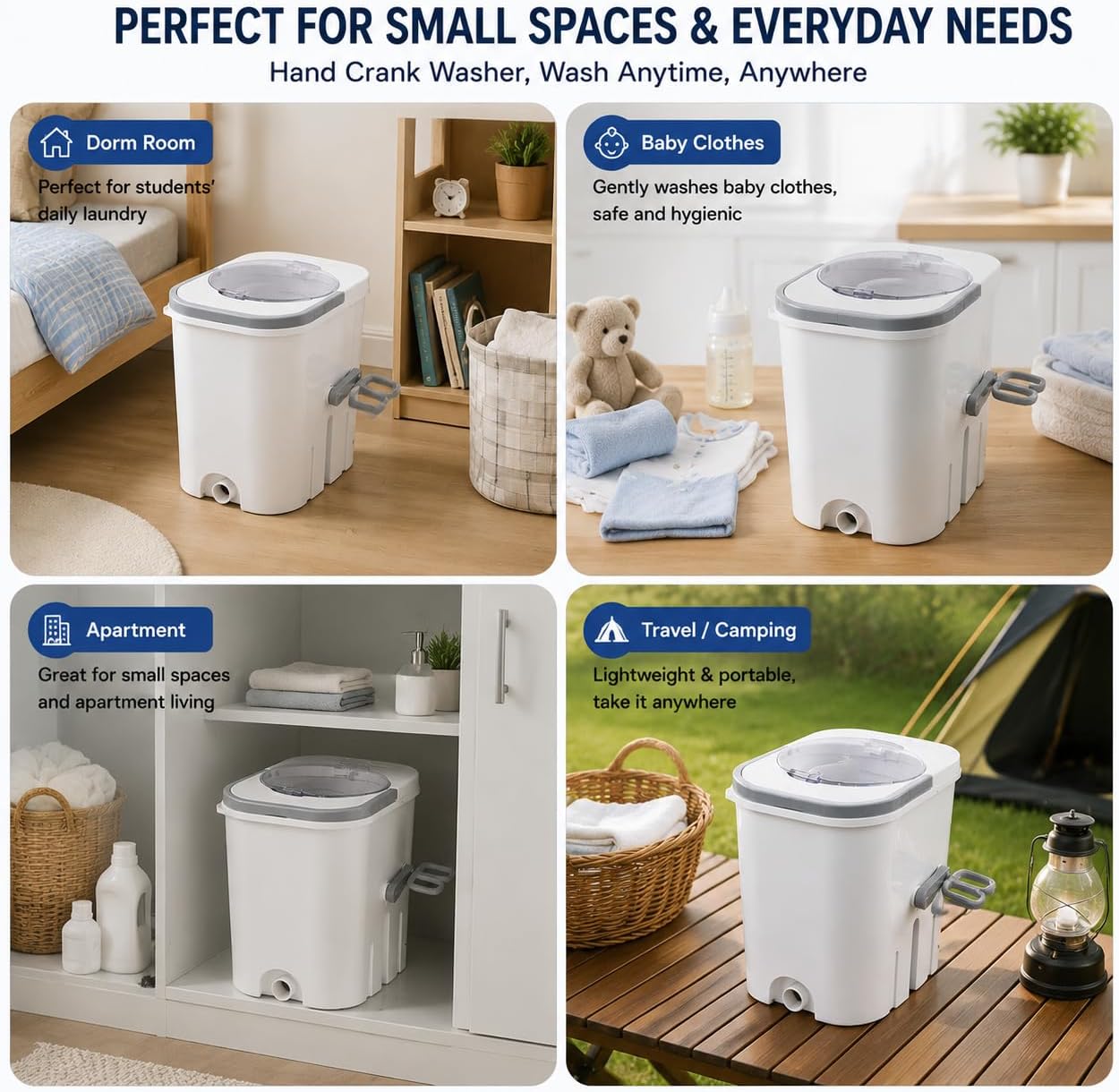 TeamSky Manual Washing Machine, Portable Hand Crank Clothes Washer No electricity required ， Compact and lightweight
