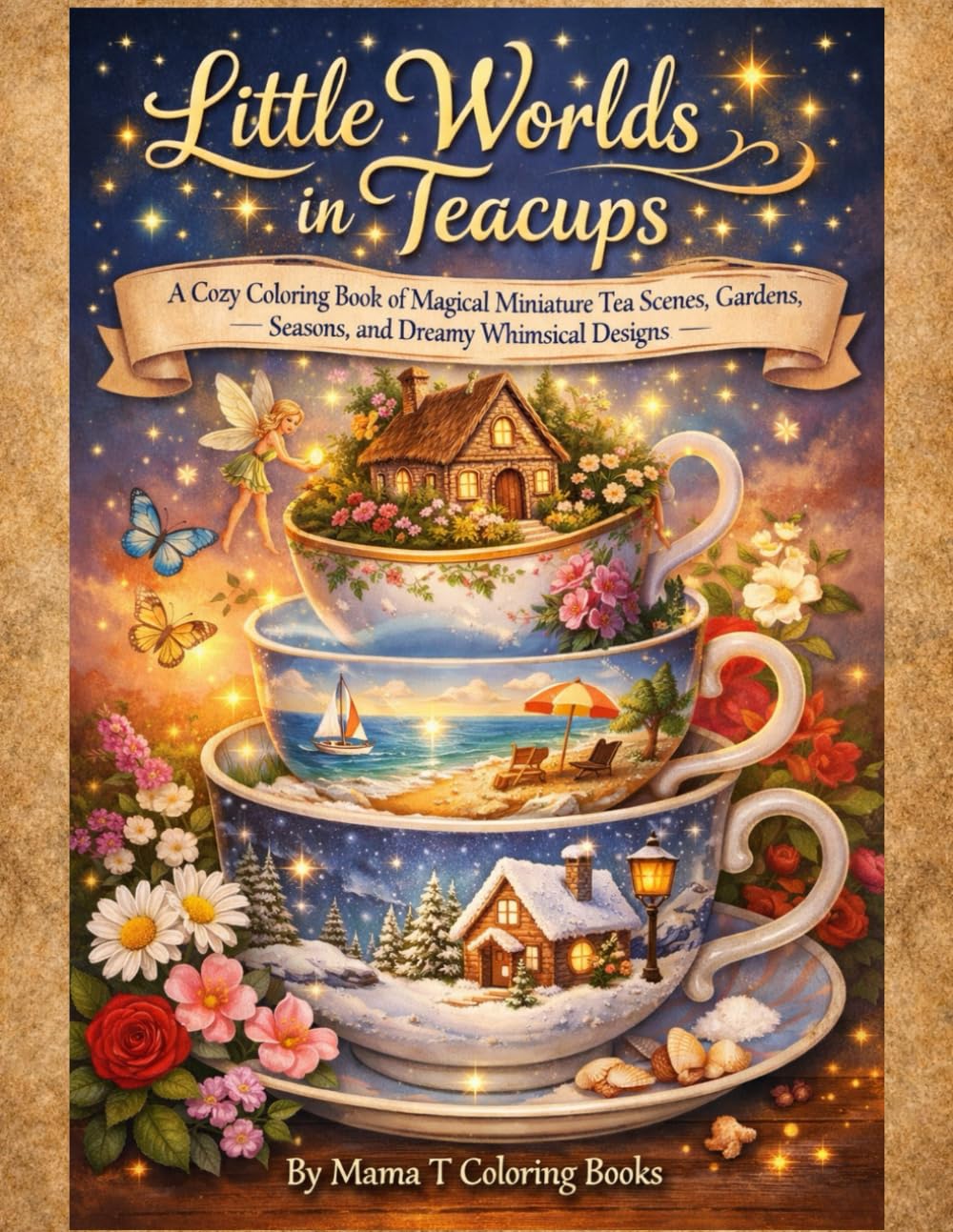 Little Worlds in Teacups: A Cozy Coloring Book of Magical Miniature Tea Scenes, Gardens, Seasons and Dream Whimsical Designs: Fantasy Scenes, Fairy Fairies Worlds, and Dreamy Tea Inspired Art