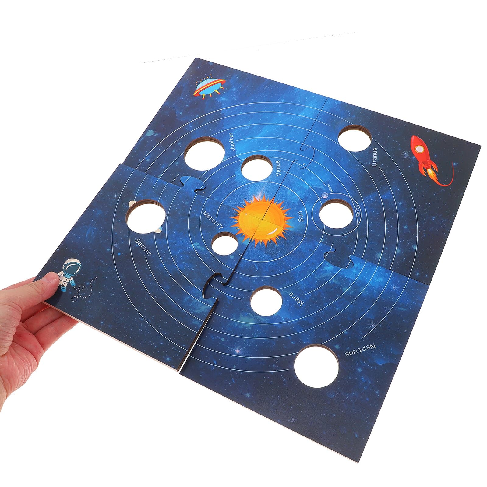ERINGOGO Puzzle en Bois Système Solaire pour Tout-Petits 8 et Planches de Correspondance, Jouet Éducatif Montessori pour Développement et Jeu Familial
