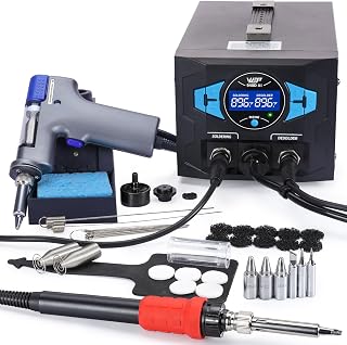 WEP 948D-III 2-in-1 ESD-Safe Soldering & Desoldering Station: Fast-Heat Gun, PID Control, Sleep Mode, 31 Accessories