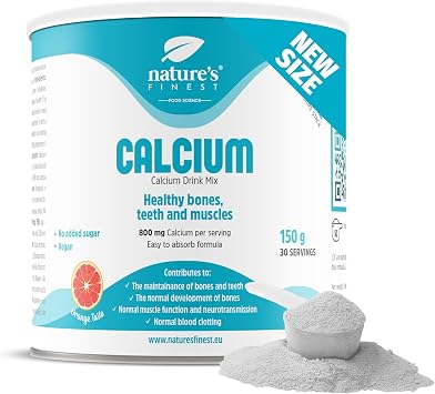 Nature s Finest by Nutrisslim Calcium Citrate Powder - 150 g, 30 Servings - High Strength Calcium Supplement for Bones, Teeth & Muscles - Vegan Supplement with Orange Flavour