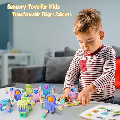 Miniatura 4 de Paquete de 8 divertidos juguetes sensoriales para la ansiedad, juguetes de robot deformables para niños y adultos, juguete de cadena pop para