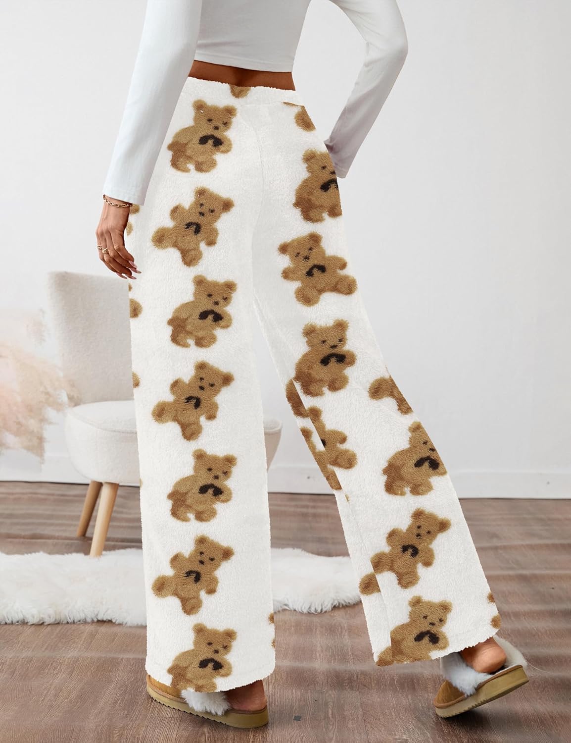 Ivicoer Women's Warm Fleece Pajama Pants Fluffy Plush Cute Printed Elastic Waist Winter Warm Soft Pj Bottoms - Image 5