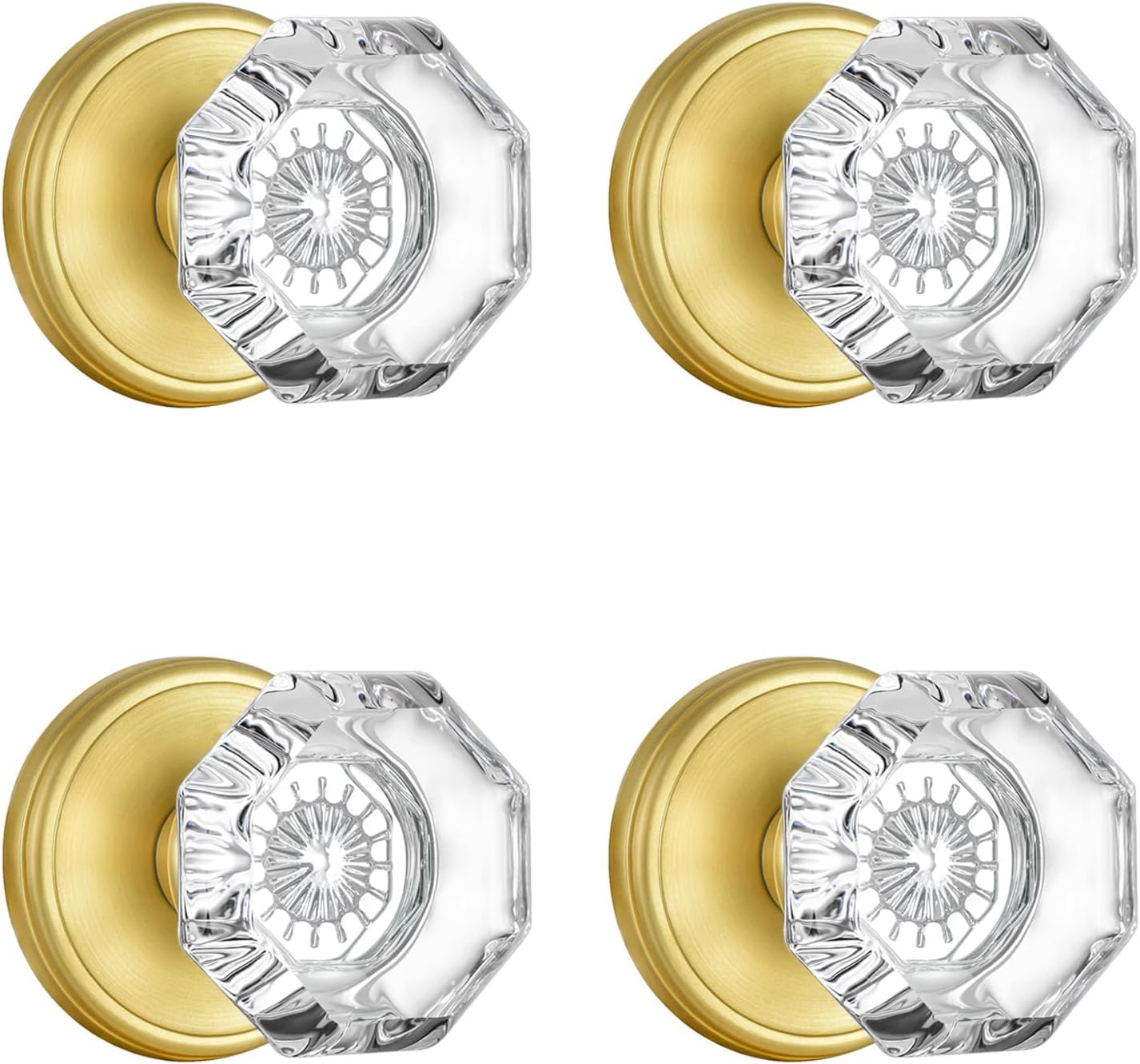 Modern Glass Door Knobs, Passge Hall Closet Door Knobs, Satin Nickel