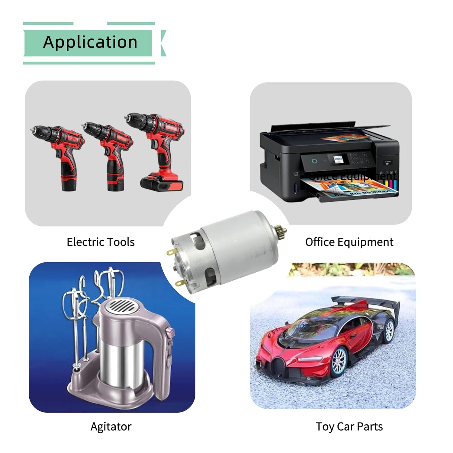 CHANCS DC Gear Motor RS550 9 Teeth 21V RS-550 Motor Accessories Replace for Power Drill and DIY Tools 2PCS