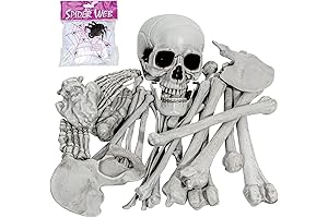 28 Pcs Halloween Skeleton Bones and Skull with 100g Spider Webs and...