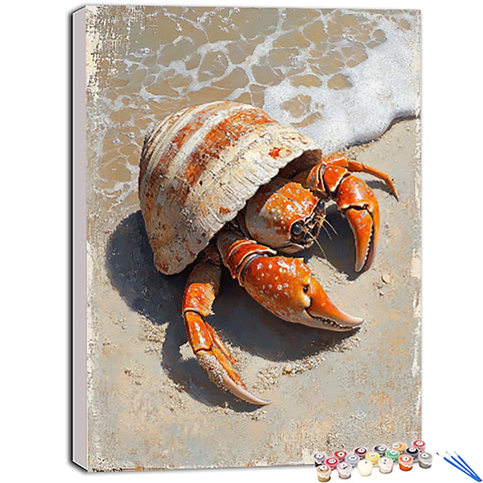 Amazon | 数字油絵 ヤドカリ, ペイントバイナンバー ビーチ, Paint by