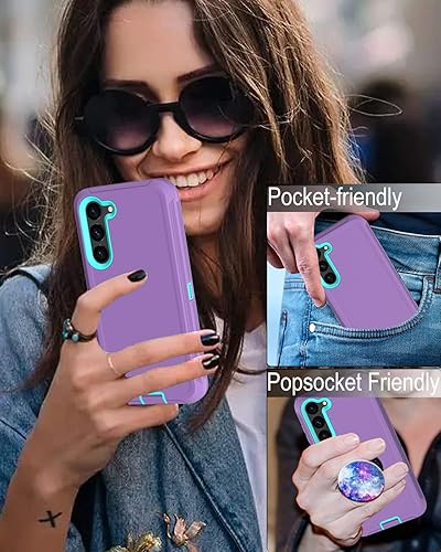 Miniatura 2 de Aliruke Funda para Samsung Galaxy S23, con protector de pantalla, protección de puerto, cubierta de goma de silicona antideslizante de cuerpo