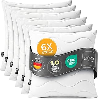 LILENO HOME Kissen 60x60 (6er Set) – 95 °C waschbar, Oeko-Tex & Made in DE – Allergiker Kopfkissen 60x60 anpassbar für himmlischen Schlaf – Haut schmeichelndes & geruchsfreies Pillow
