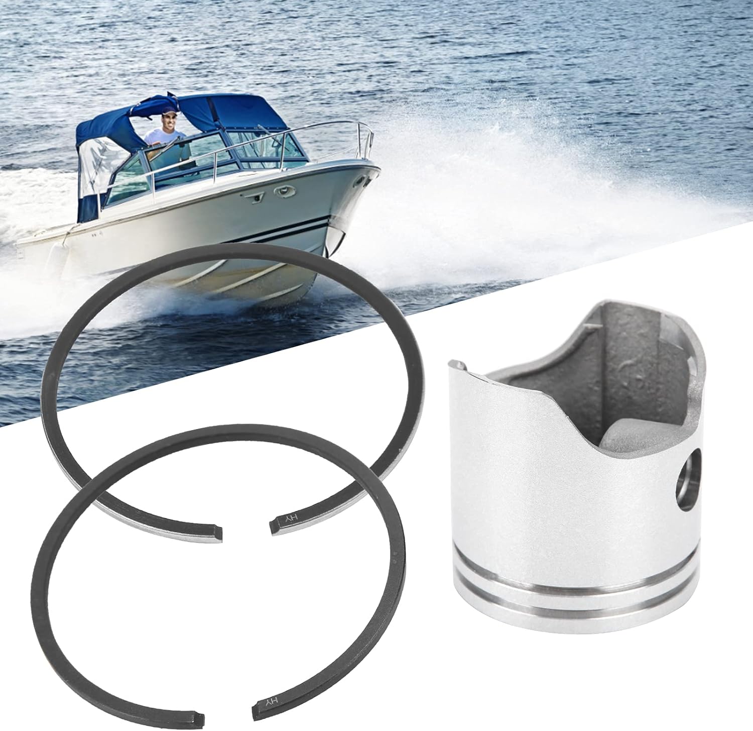 EVTSCAN Piston Ring Set, Car Engine Aluminum Piston and Ring Set Piston Kit Replacement Engine Spare Parts