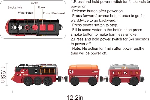 Miniatura 5 de Tren eléctrico de juguete para pistas de madera, juguetes de tren motorizado de Navidad para niños pequeños, tren a pilas incluye luces, sonidos,