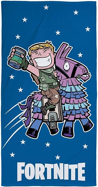 Fortnite Official Towel | Super Soft Feel 100% Cotton | Perfect for The Home, Beach & Swimming Pool 140 x 70cm, Jonesy Llama Slurp Juice