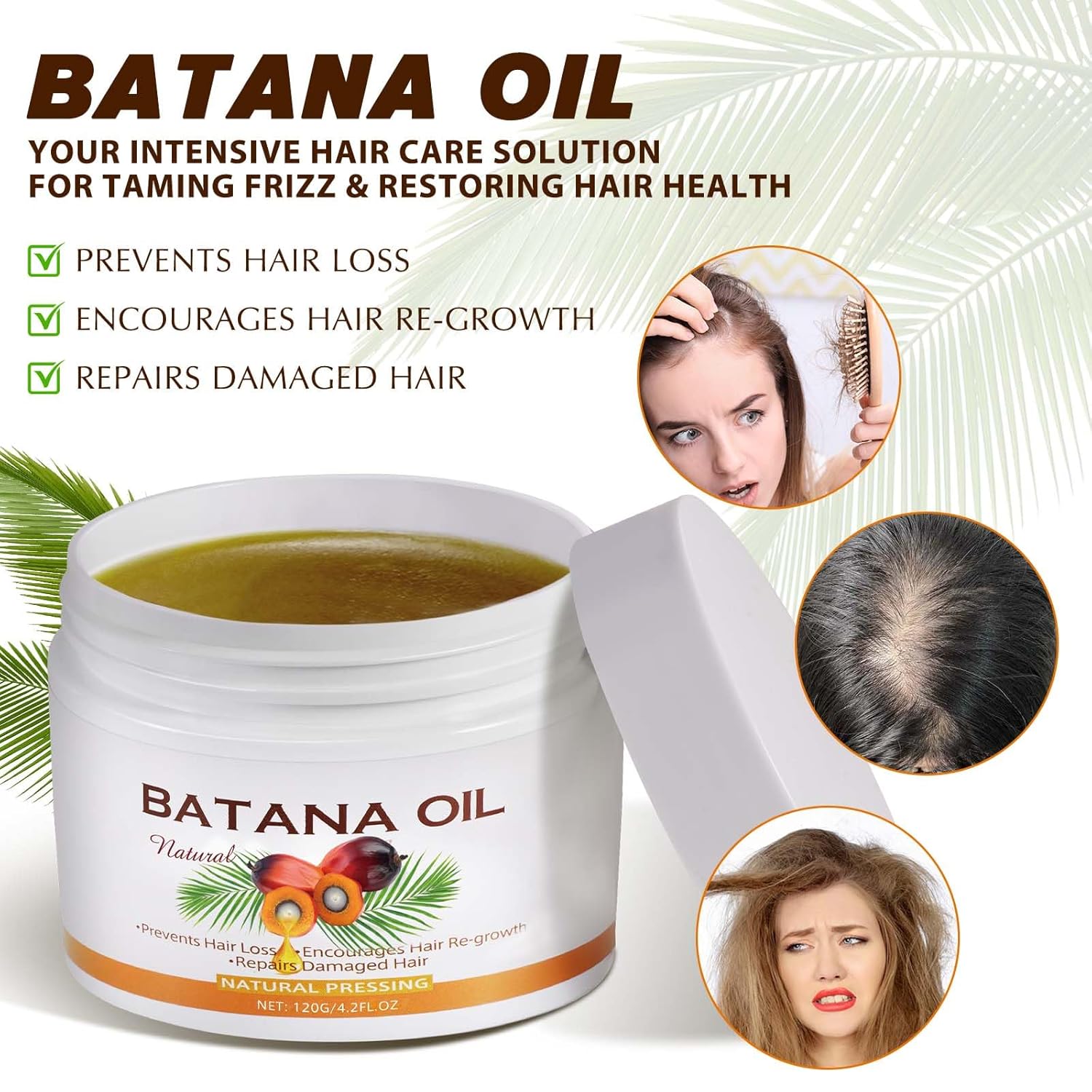 100% Natural Pure Batana Oil for Hair Growth, Unrefined Organic Raw Batana Oil Hair Growth Oil for Prevent Hair Loss, Enhances Hair Thickness, Repairs Damaged Hair for Men & Women (4.2 fl oz) - Image 3