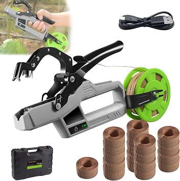 Plant Tying Machine,Electric Garden Plant Tying Machine,Commercial Branch Tying Set,45mm Binding Diameter,for Plant Vegetable GrapeSizeHost+20*Bandage