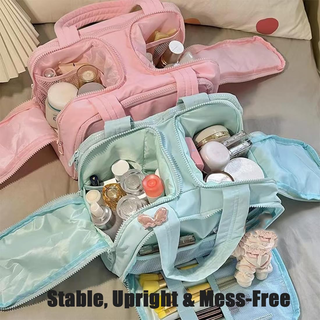 EORA パック(1回分) | LUMIRISE Elouva トイレタリーバッグ 大容量 ワイドオープン トラベル コスメバッグ 4in1 多機能 防水 化粧バッグ 女性用 取っ手