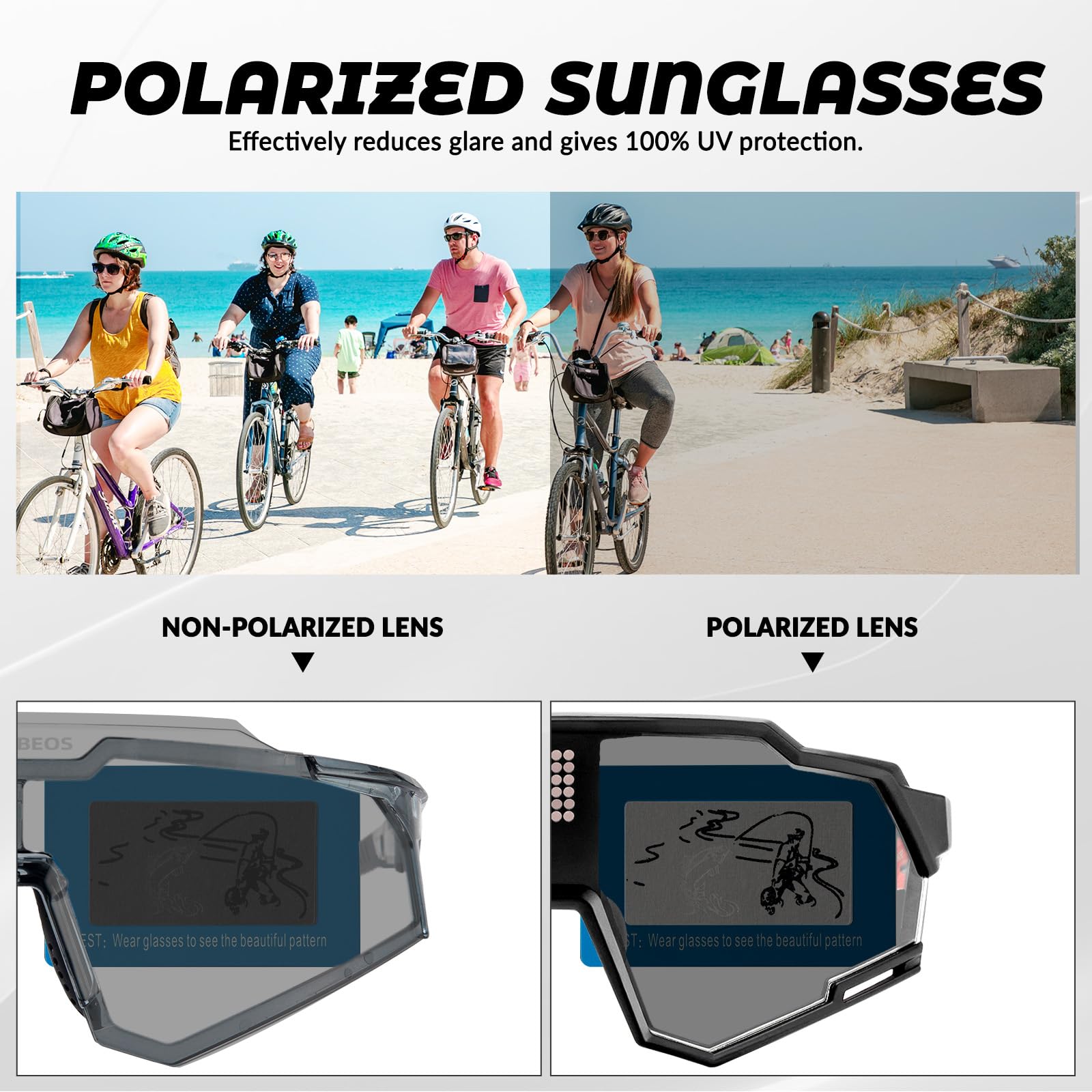 ROCKBROS Fahrradbrillen Selbsttönend + Polarisiert, Intelligente Fahrrad Sonnenbrille Sportbrille Damen Herren UV400 Schutz TR90
