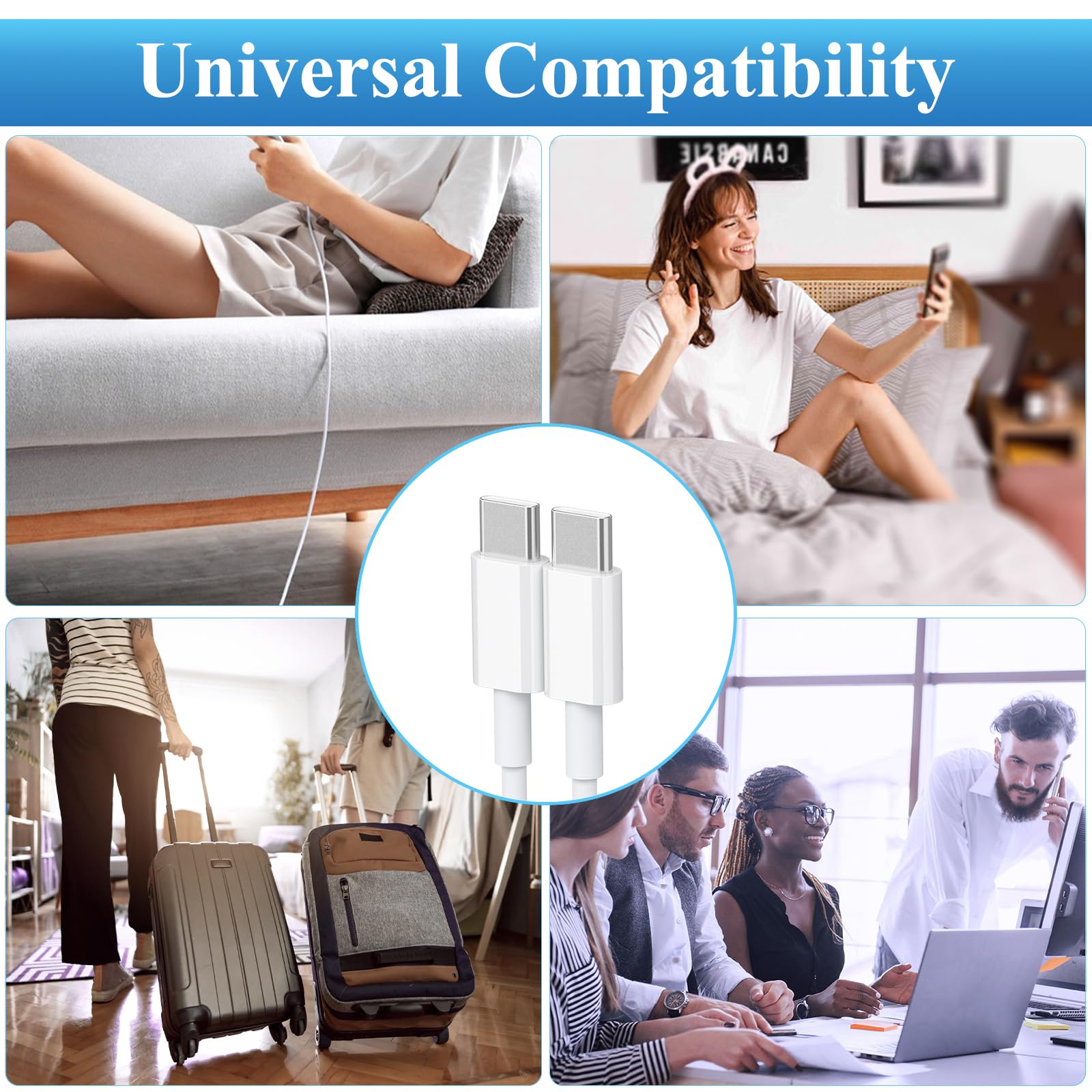 Câble USB C 60W Rapide pour Samsung Galaxy S25 S24 S23 S22 S21 S20 S25+ S24+ S23+, A56 A55 A54 A53 A34 A33 A23