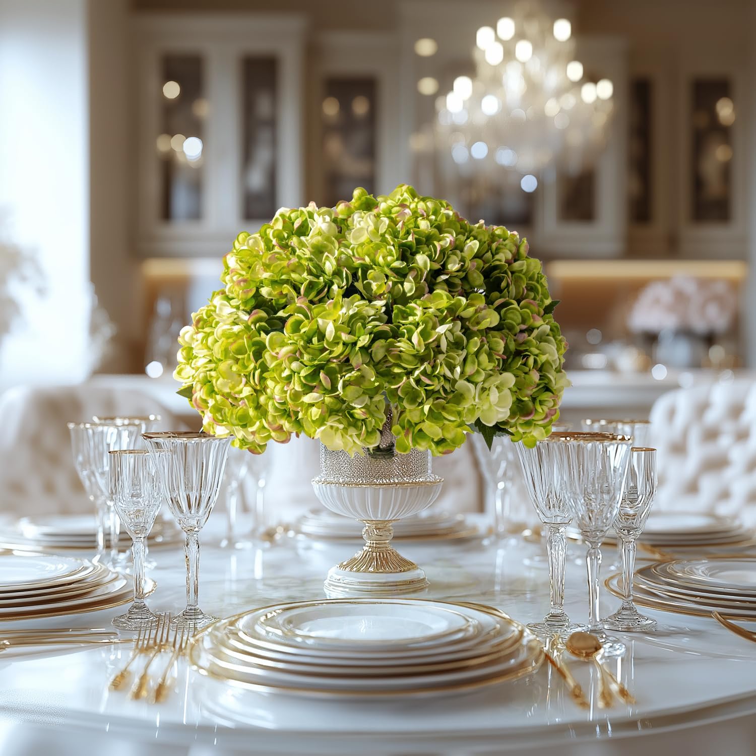 10PCS Faux Hydrangea Flower Hydrangea Artificial Flowers Hydrangea Bouquet Faux Flower Table Centerpieces for Home Wedding Bridal Bouquet Office Party DIY Floral Decor - Image 3