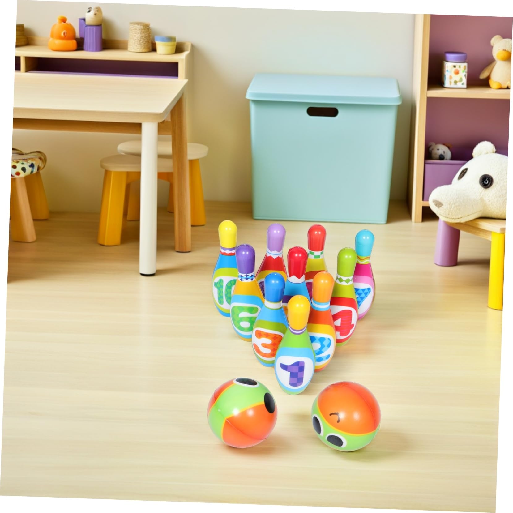 Toyvian Mini Giochi da Bowling per Ragazzo Ragazza Ragazza Birilli in Pu con Palline per attività di Gioco Educativo per Feste di Compleanno all Aperto Chiuso