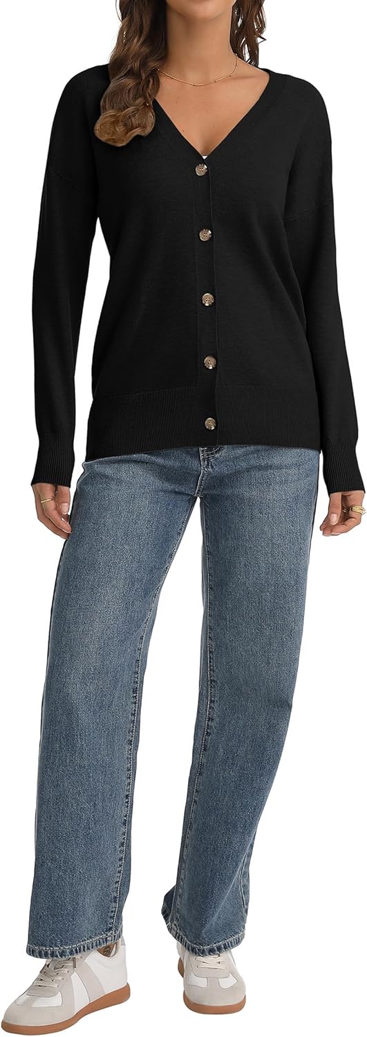 QUALFORT Women’s Lightweight Cardigan Sweater Soft V Neck Knit Trendy Button Down Sweaters - Image 6