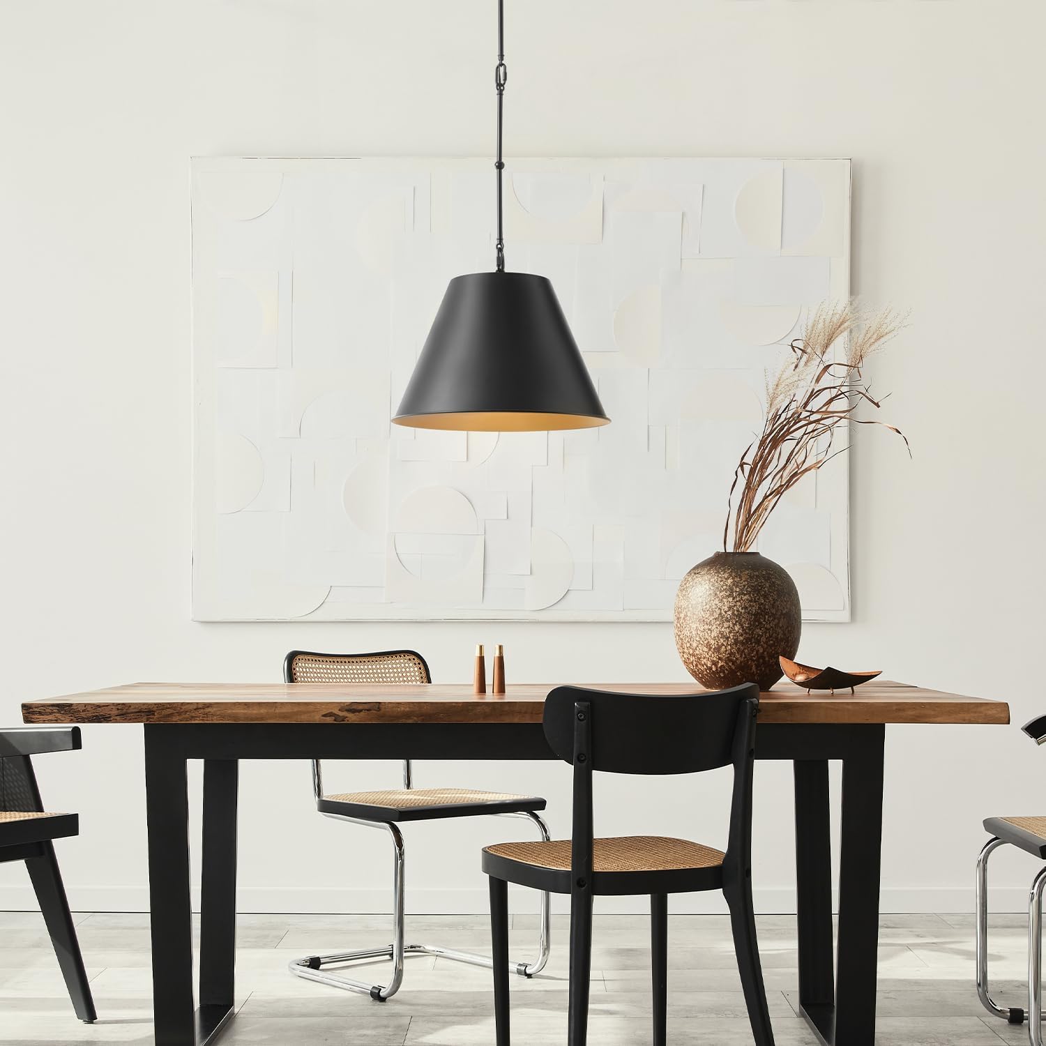 Globe Electric 1-Light Pendant Light, Matte Black Finish, Adjustable Hanging Rods, Dimmable, E26 Base, Dark Academia Modern Ceiling Lighting, 67000198