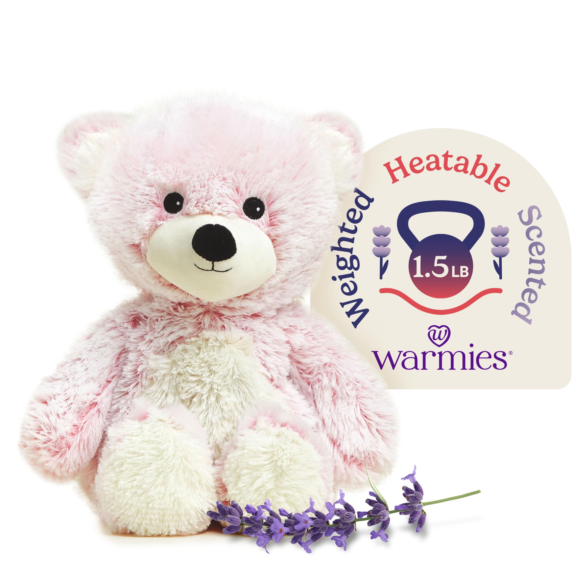 warmies Microwavable & Weighted Stuffed Animals, Pink Bear - Heated Stuffed Animal Plushie for Warmth & Comfort - Cute Soft Plush Toys for Adults & Children (Boys, Girls, Babies & Toddlers)