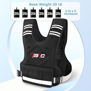TB3C Adjustable Weighted Vest for Women - 04-10lb/11-20lb/20-32lb Vest with 6 Ironsand Weights for Strength Training,Body Weight Vest Exercise Set for Running, Walking and Home Workouts
