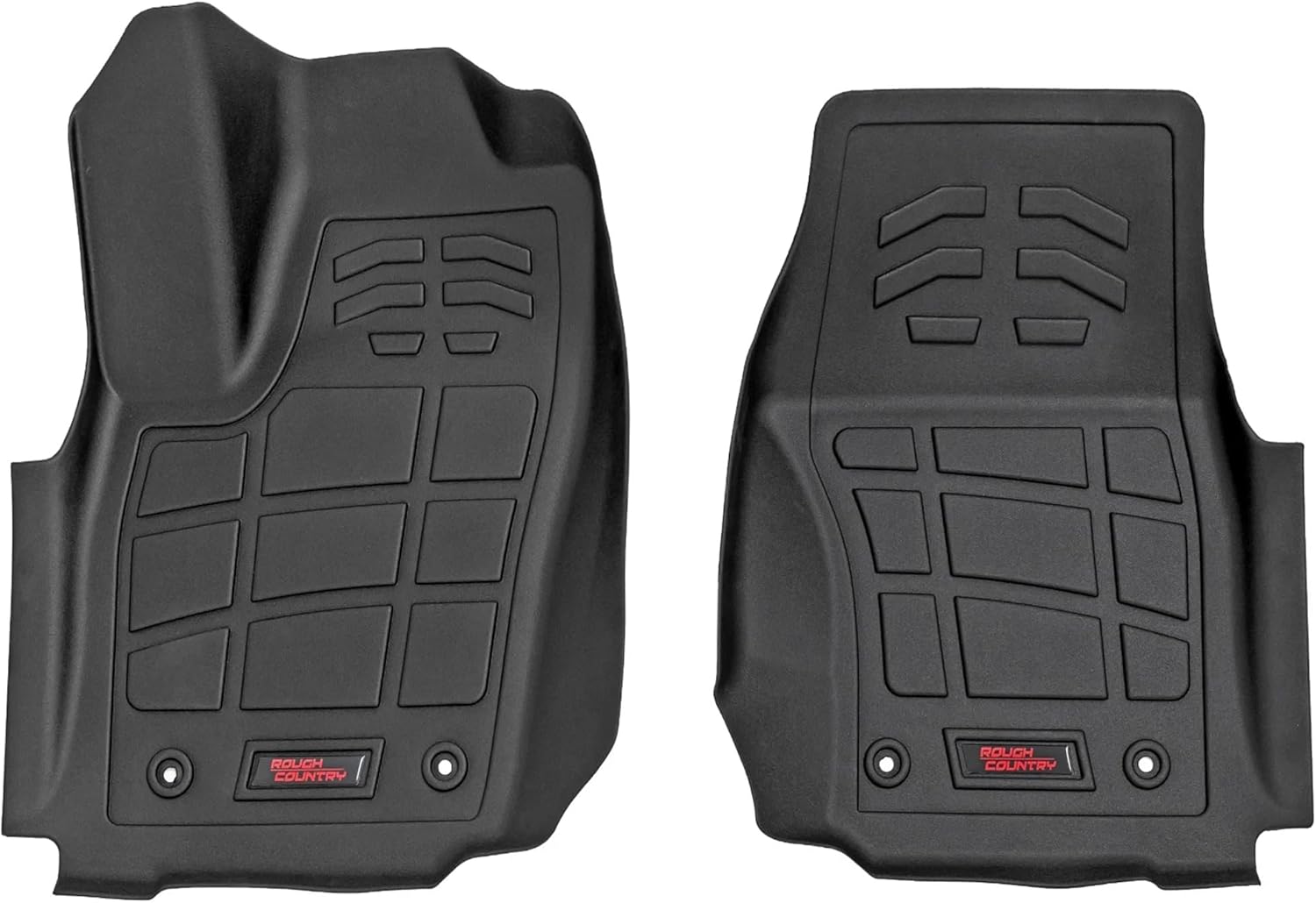 Rough Country Sure-Fit All Weather Floor Mats for Toyota Tacoma Double Cab (2024-2025) - Non-Slip, Waterproof Flexible Floor Mat, Front & Rear Set