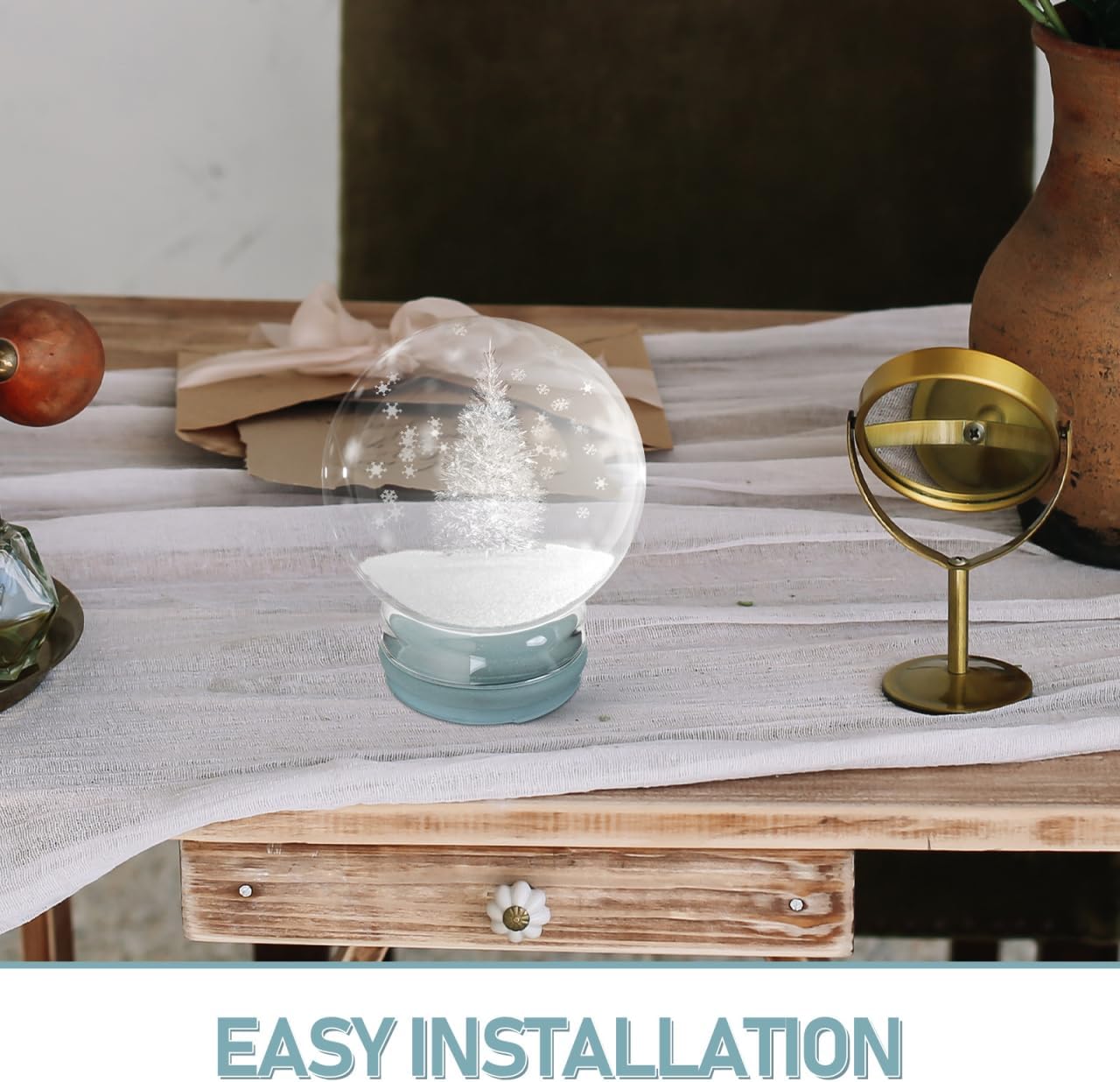 DIY Empty Glass Snow Globe Kit 100Mm Small Fillable Globe Craft Supplies for Home Decor Indoor Snow Crafting Adults