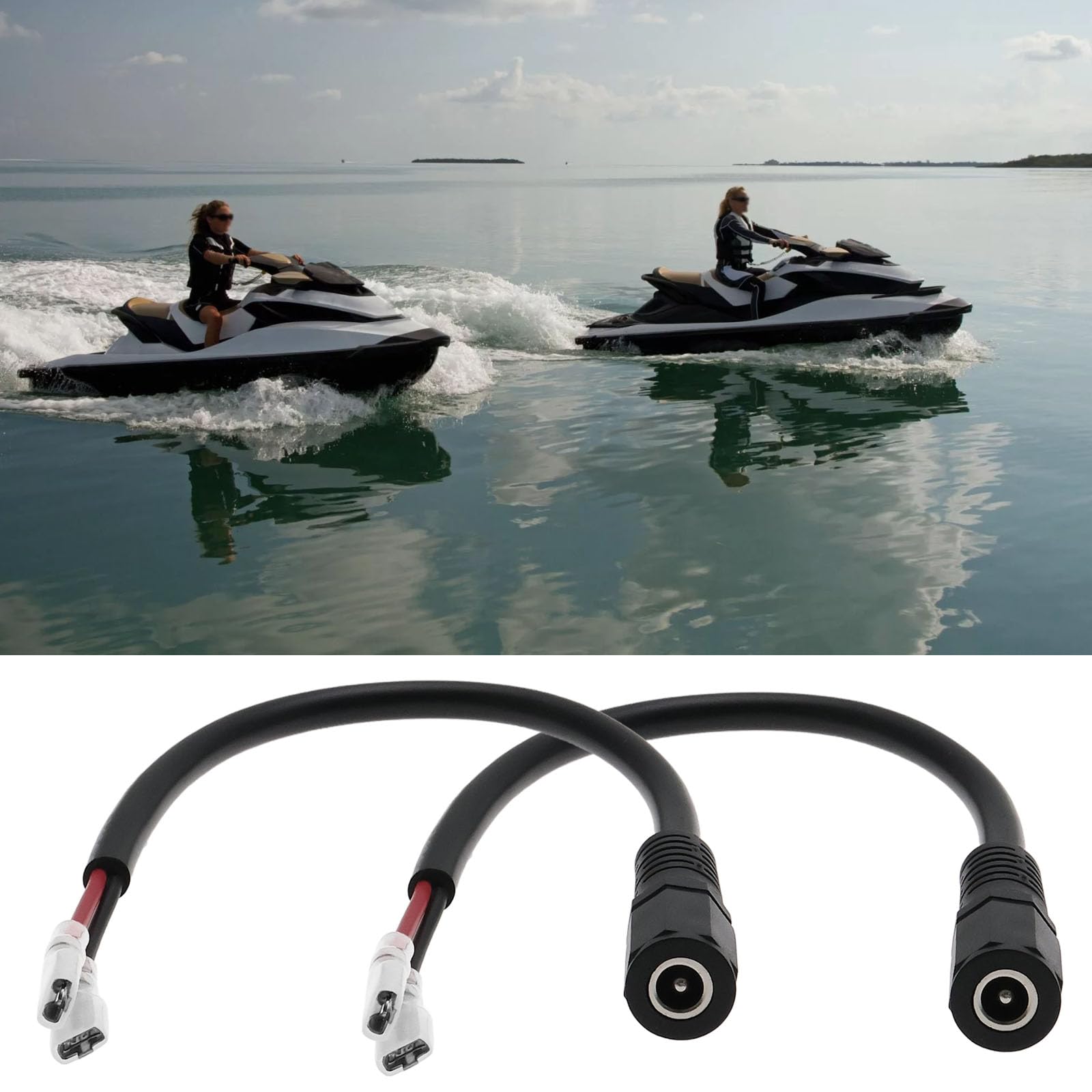 eMagTech 2 Pairs Bait Boat Battery Lead 5521 to 4.8 mm Spade End Insulated Carp Fishing Battery Leads 16AWG 10AH Compatible with Waverunner (25cm)