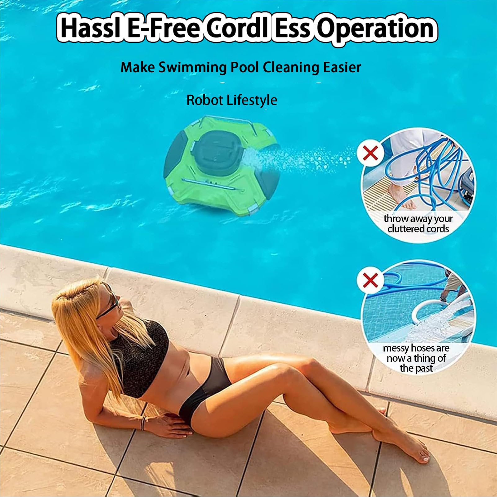 Aspirapolvere robotizzato per Piscine, aspirapolvere Automatico per Piscine, pulisce efficacemente Il Fondo e Le pareti della Piscina, Adatto a Tutte Le Piscine.