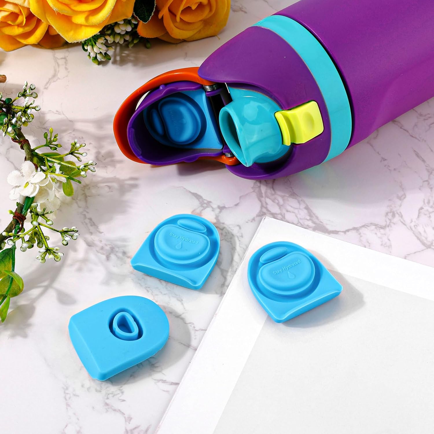 4pcs Replacement Stopper Compatible with Owala FreeSip 24oz 32oz 40oz, BPA-Free Silicone Water Bottle Lid Gaskets Replacement for Owala 16/24/32/40oz Bottle Mouth Cap Stopper Seal Parts Accessories - Image 3