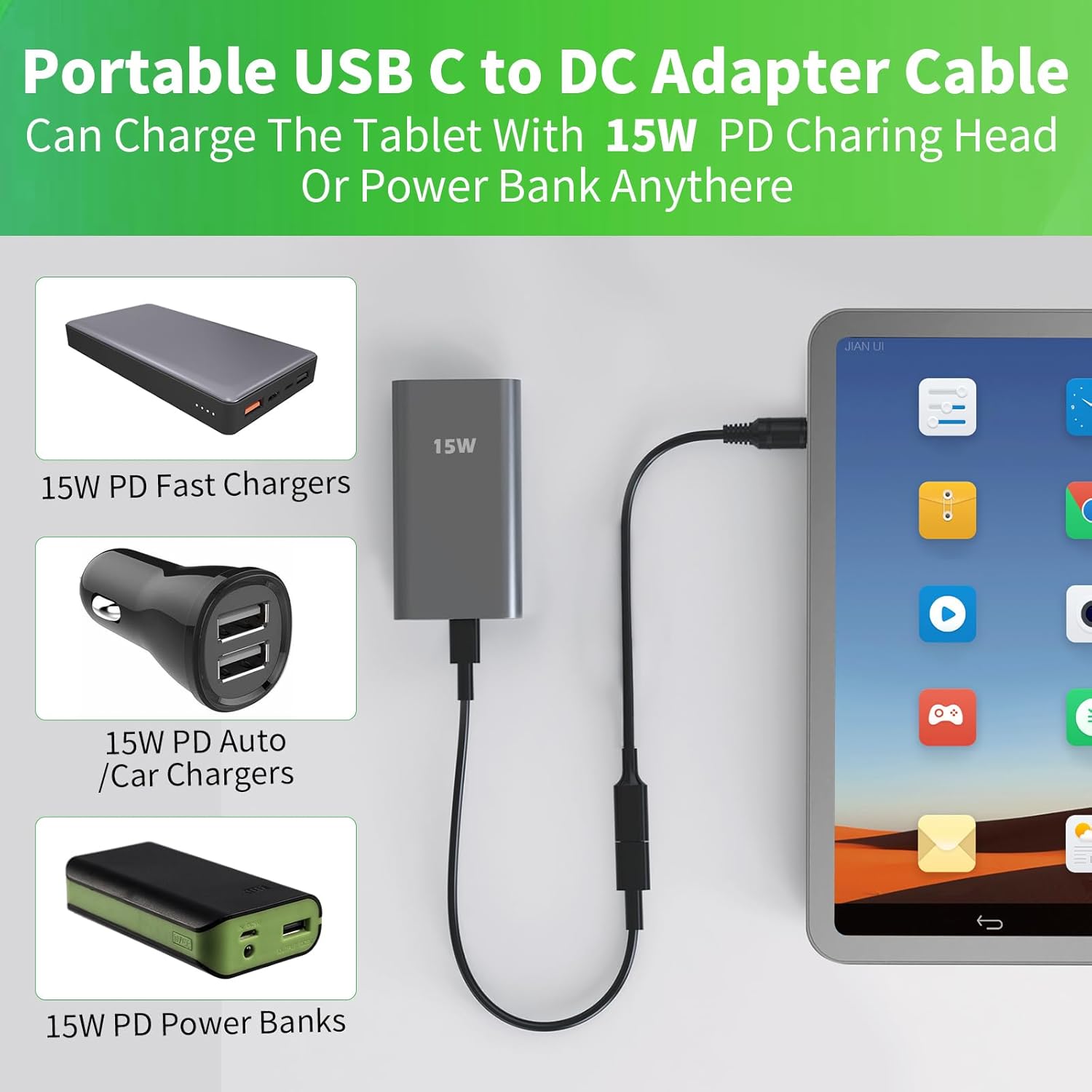 2Pack 5V USB C to DC 5.5mm x 2.1mm Power Cable, 3.28Ft USB C Female to Male Plug Supply Adapter Power Cable for Tablet PC, IP Camera, Bluetooth Speaker, Webcam Router
