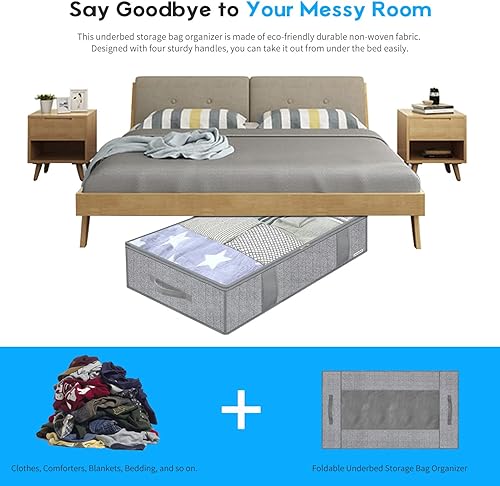 Miniatura 6 de Onlyeasy Organizador de bolsas de almacenamiento para debajo de la cama, paquete de 4 contenedores de almacenamiento de gran capacidad debajo de la